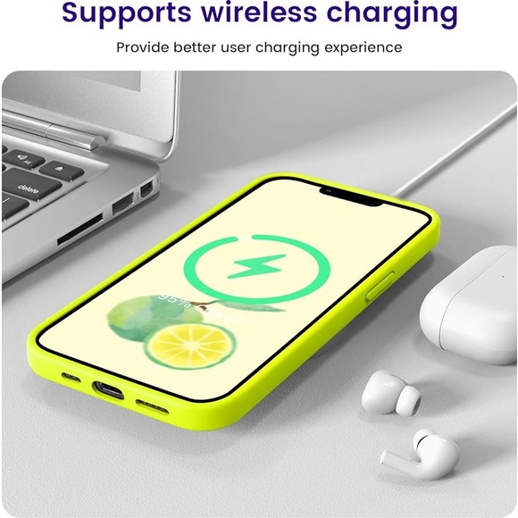 OTOFLY Designed for iPhone 13 Phone Case, Silicone Fluorescent Yellow(105) - Picture 4 of 8